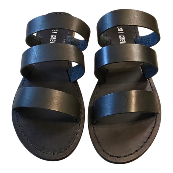 Chelsea Crew Trigg Leather Slide Sandal Womens Size 7 Black Vacation Beach NIB - Picture 2 of 11